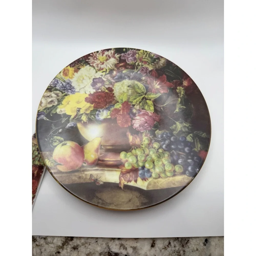 Formalities by Baum Bros Bohemian Porcelain Cake Plate & Server Set Floral Fruit